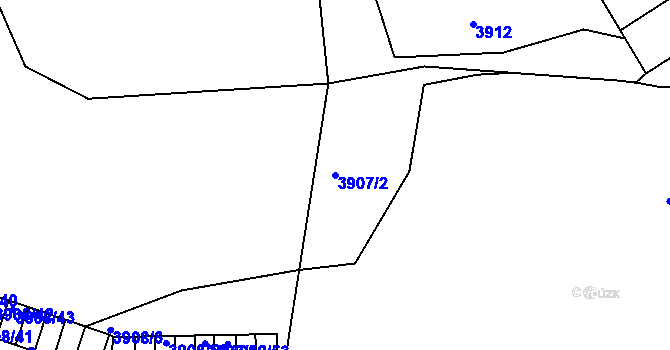 Parcela st. 3907/2 v KÚ Znojmo-město, Katastrální mapa