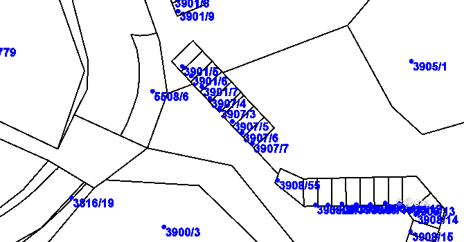 Parcela st. 3907/5 v KÚ Znojmo-město, Katastrální mapa