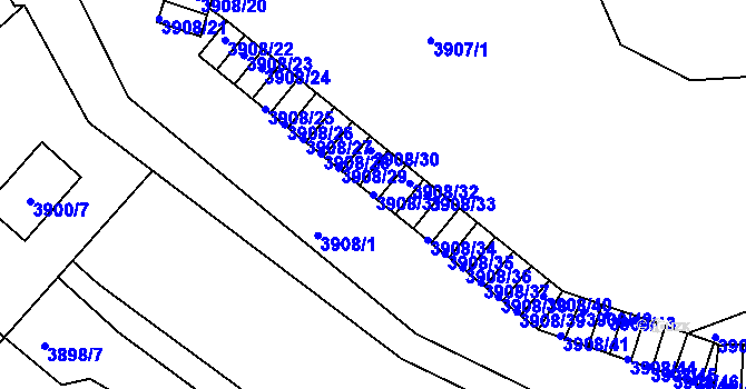 Parcela st. 3908/31 v KÚ Znojmo-město, Katastrální mapa