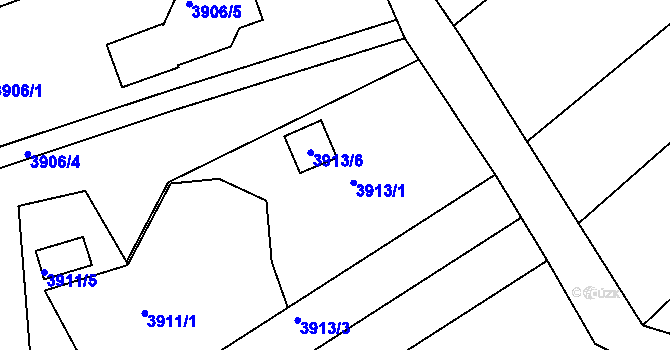 Parcela st. 3913/1 v KÚ Znojmo-město, Katastrální mapa