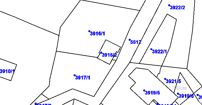 Parcela st. 3916/2 v KÚ Znojmo-město, Katastrální mapa
