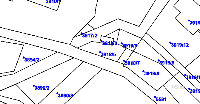 Parcela st. 3918/5 v KÚ Znojmo-město, Katastrální mapa