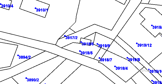Parcela st. 3918/6 v KÚ Znojmo-město, Katastrální mapa