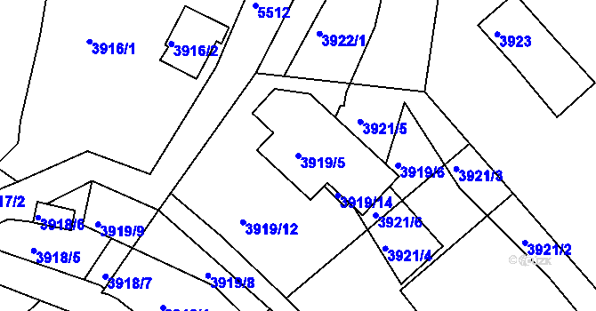 Parcela st. 3919/5 v KÚ Znojmo-město, Katastrální mapa