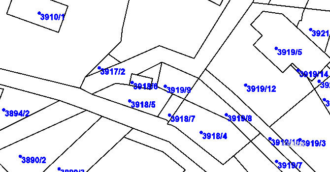 Parcela st. 3919/9 v KÚ Znojmo-město, Katastrální mapa