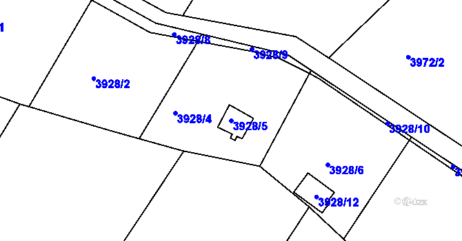 Parcela st. 3928/5 v KÚ Znojmo-město, Katastrální mapa