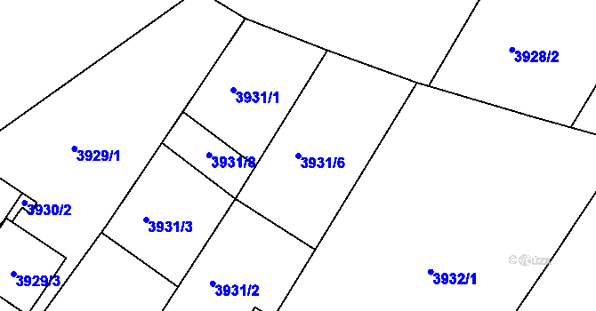 Parcela st. 3931/6 v KÚ Znojmo-město, Katastrální mapa