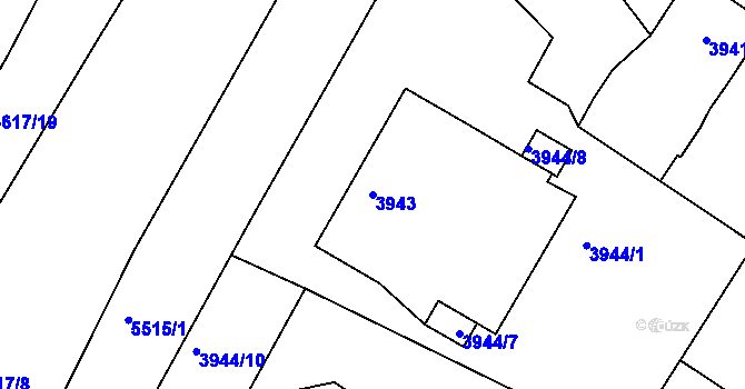 Parcela st. 3943 v KÚ Znojmo-město, Katastrální mapa