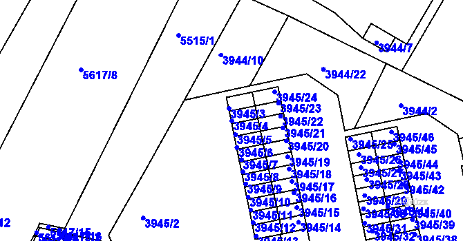 Parcela st. 3945/4 v KÚ Znojmo-město, Katastrální mapa