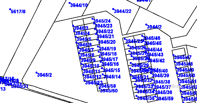Parcela st. 3945/18 v KÚ Znojmo-město, Katastrální mapa