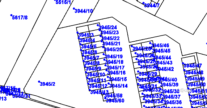 Parcela st. 3945/19 v KÚ Znojmo-město, Katastrální mapa
