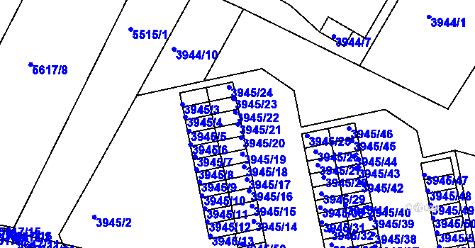 Parcela st. 3945/21 v KÚ Znojmo-město, Katastrální mapa