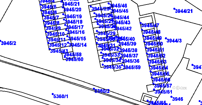 Parcela st. 3945/33 v KÚ Znojmo-město, Katastrální mapa