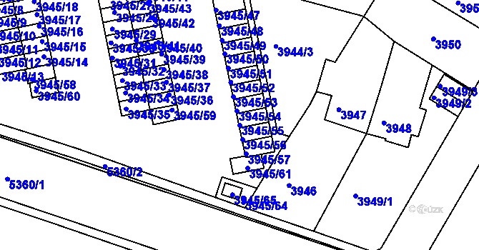 Parcela st. 3945/55 v KÚ Znojmo-město, Katastrální mapa