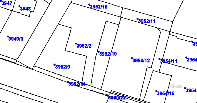 Parcela st. 3952/10 v KÚ Znojmo-město, Katastrální mapa