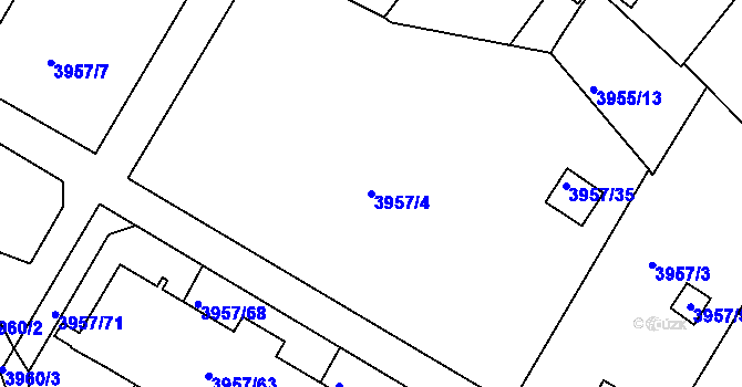 Parcela st. 3957/4 v KÚ Znojmo-město, Katastrální mapa