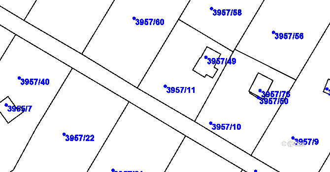 Parcela st. 3957/11 v KÚ Znojmo-město, Katastrální mapa