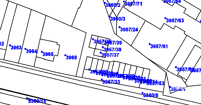 Parcela st. 3957/37 v KÚ Znojmo-město, Katastrální mapa