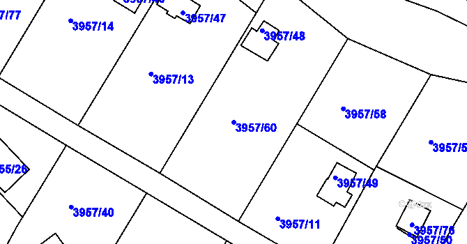 Parcela st. 3957/60 v KÚ Znojmo-město, Katastrální mapa