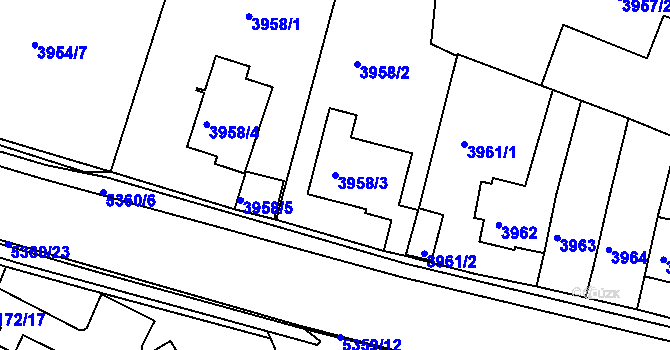 Parcela st. 3958/3 v KÚ Znojmo-město, Katastrální mapa
