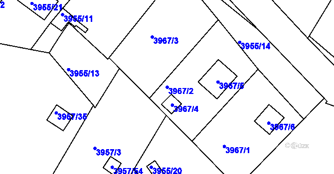 Parcela st. 3967/2 v KÚ Znojmo-město, Katastrální mapa
