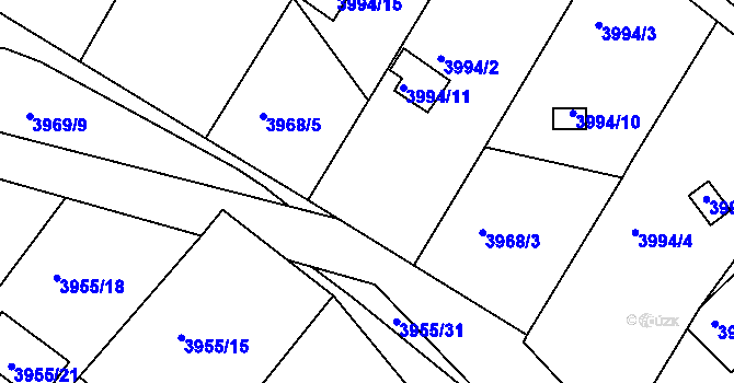 Parcela st. 3968/4 v KÚ Znojmo-město, Katastrální mapa