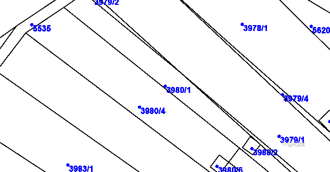 Parcela st. 3980/1 v KÚ Znojmo-město, Katastrální mapa