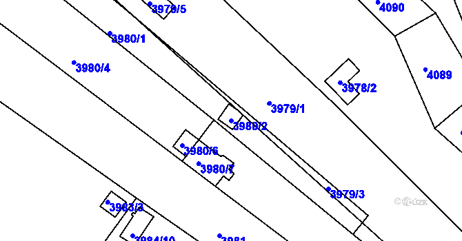 Parcela st. 3980/2 v KÚ Znojmo-město, Katastrální mapa