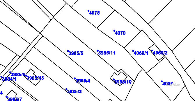 Parcela st. 3985/11 v KÚ Znojmo-město, Katastrální mapa