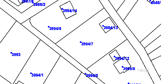 Parcela st. 3994/7 v KÚ Znojmo-město, Katastrální mapa