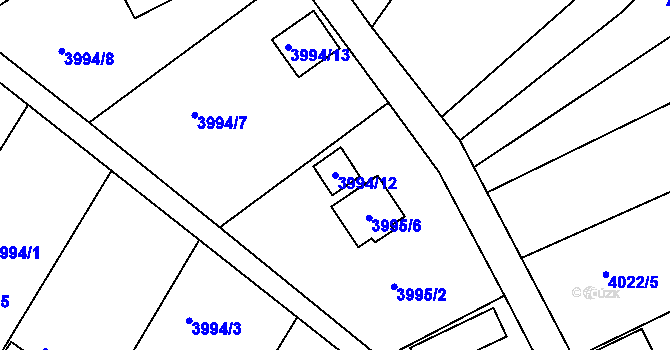Parcela st. 3994/12 v KÚ Znojmo-město, Katastrální mapa