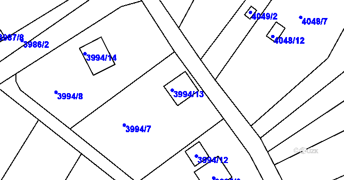 Parcela st. 3994/13 v KÚ Znojmo-město, Katastrální mapa