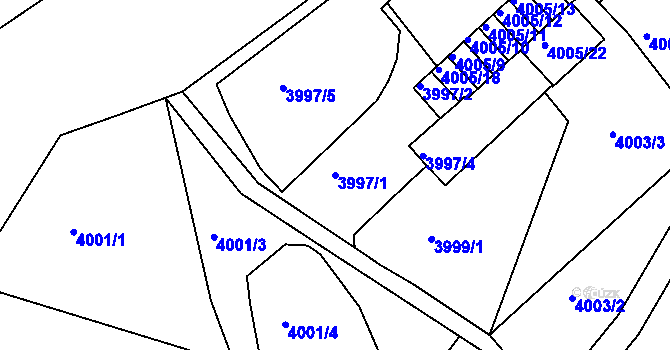 Parcela st. 3997/1 v KÚ Znojmo-město, Katastrální mapa