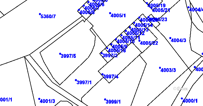 Parcela st. 3997/2 v KÚ Znojmo-město, Katastrální mapa