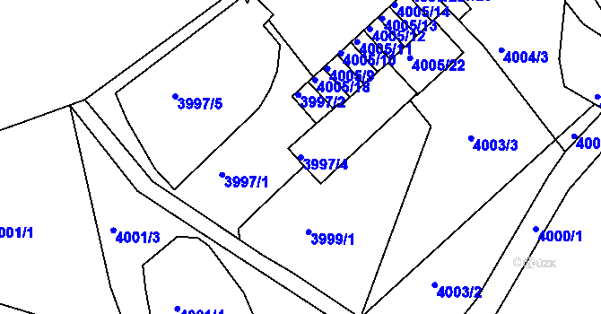 Parcela st. 3997/4 v KÚ Znojmo-město, Katastrální mapa