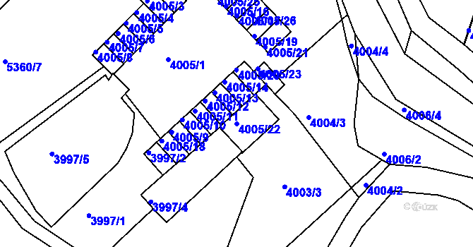 Parcela st. 4005/22 v KÚ Znojmo-město, Katastrální mapa