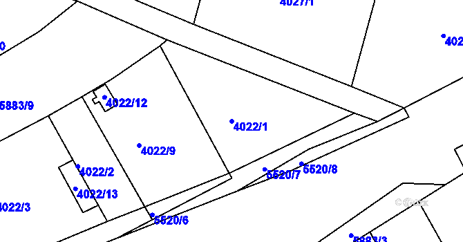 Parcela st. 4022/1 v KÚ Znojmo-město, Katastrální mapa