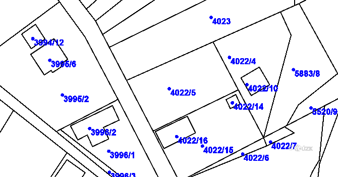 Parcela st. 4022/5 v KÚ Znojmo-město, Katastrální mapa