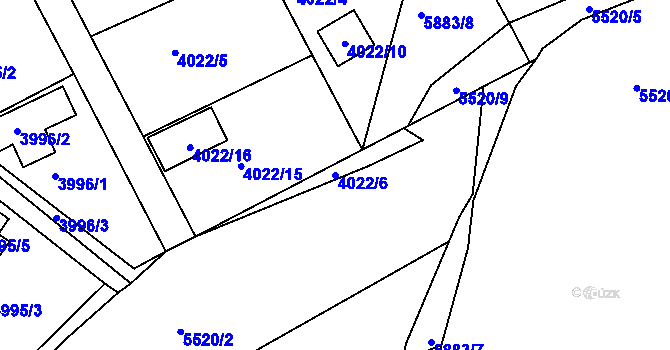Parcela st. 4022/6 v KÚ Znojmo-město, Katastrální mapa