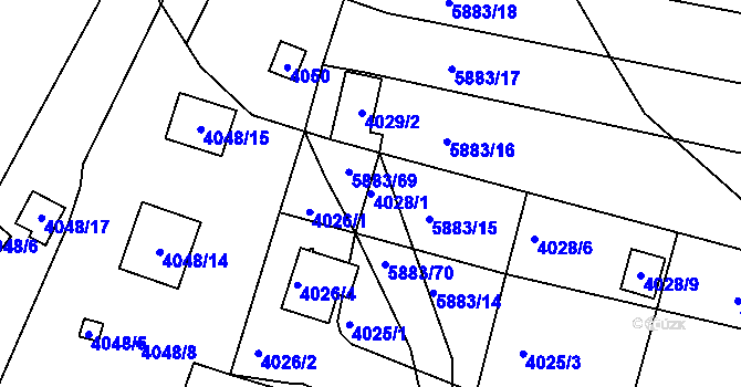 Parcela st. 4028/1 v KÚ Znojmo-město, Katastrální mapa