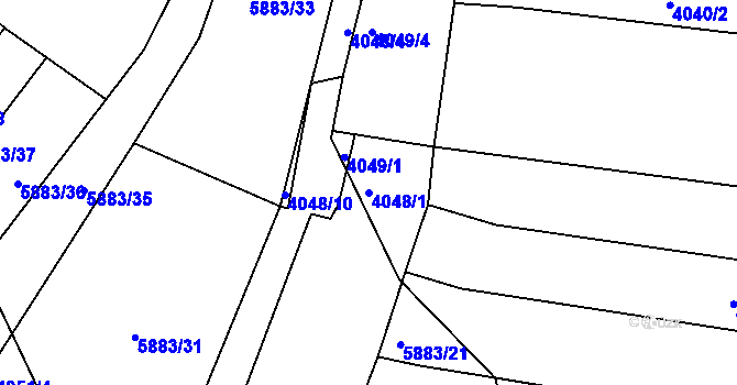 Parcela st. 4048/1 v KÚ Znojmo-město, Katastrální mapa