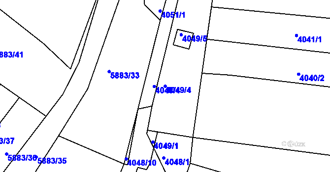 Parcela st. 4049/4 v KÚ Znojmo-město, Katastrální mapa