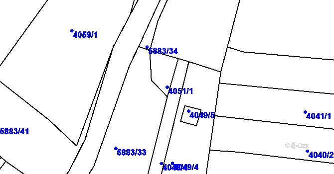 Parcela st. 4051/1 v KÚ Znojmo-město, Katastrální mapa
