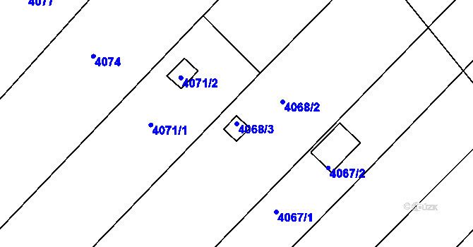 Parcela st. 4068/3 v KÚ Znojmo-město, Katastrální mapa