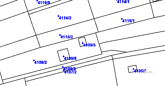 Parcela st. 4109/5 v KÚ Znojmo-město, Katastrální mapa