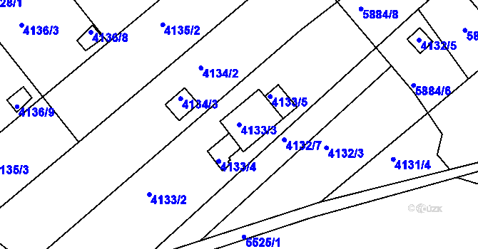 Parcela st. 4133/3 v KÚ Znojmo-město, Katastrální mapa