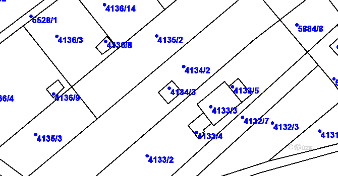 Parcela st. 4134/3 v KÚ Znojmo-město, Katastrální mapa
