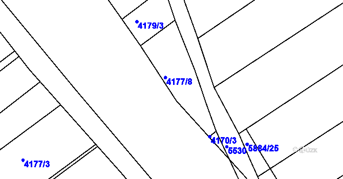 Parcela st. 4177/7 v KÚ Znojmo-město, Katastrální mapa
