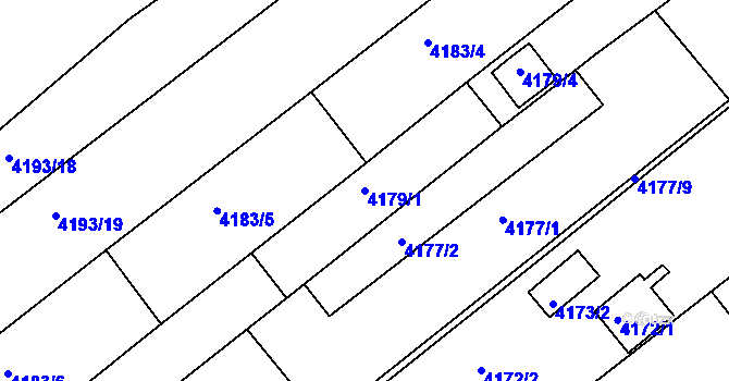 Parcela st. 4179/1 v KÚ Znojmo-město, Katastrální mapa