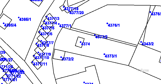 Parcela st. 4374 v KÚ Znojmo-město, Katastrální mapa